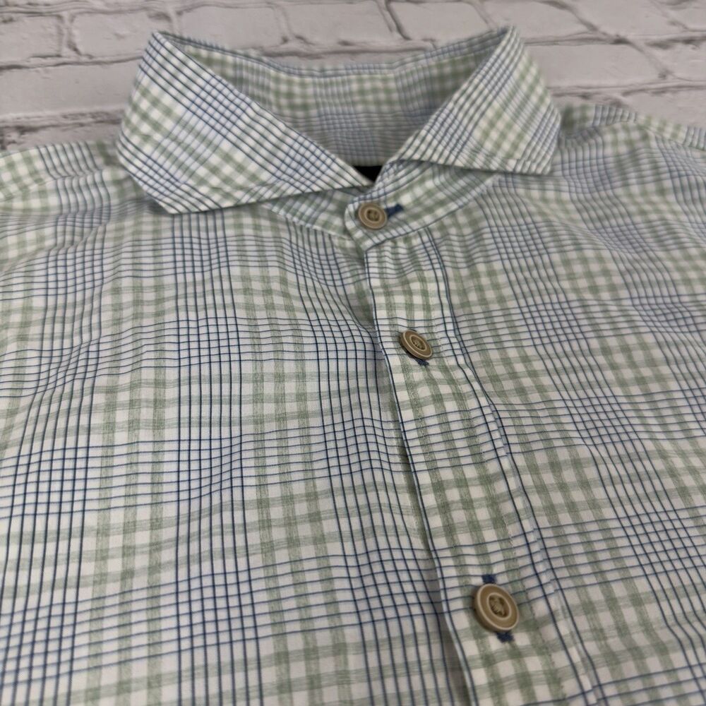 Johnnie-O Top Shelf Mens Medium Long Sleeve Button Up Shirt Plaid Cotton Blend